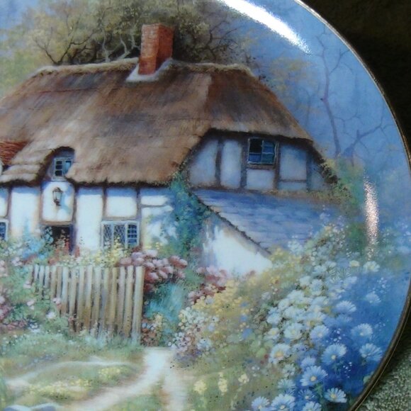 Franklin Mint “Golden Gable Cottage” L.E. Porcelain 8" Plate By Andres Orpinas - Picture 7 of 11